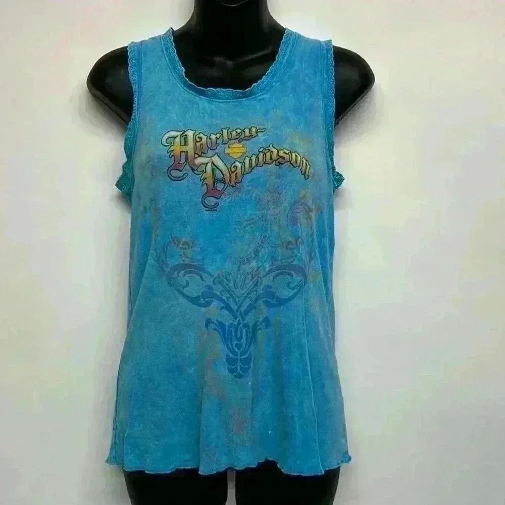 Women’s blue Harley, Davidson, tank top, Crystal River, Florida size small